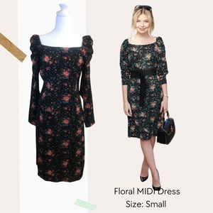 Black floral milkmaid dress
